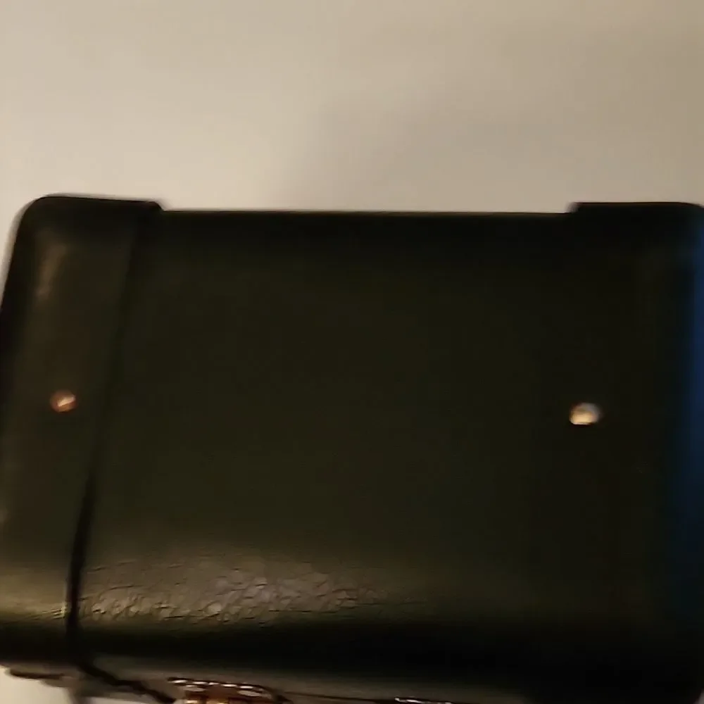 Vintage Black Handbag with Gold Accents